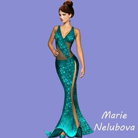 Эскизы: Голубое платье